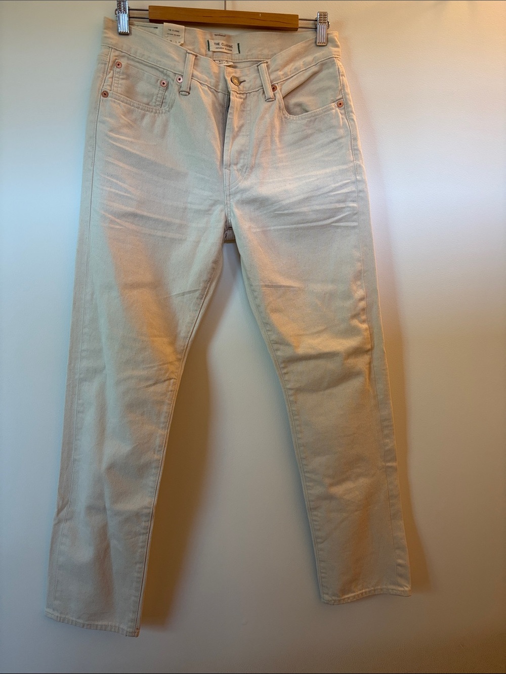 AE77 The Classic Japanese Selvedge Cream Straight-Leg Jeans